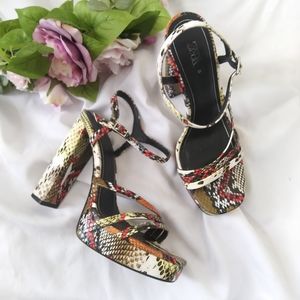 Zara Snake Print High Heels Sandals